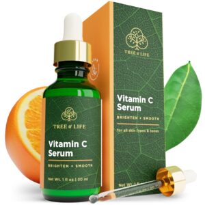 Best anti-aging serums for sensitive skinTree of Life Vitamin C Serum for Face - 1 Fl Oz Skin Care Serums - Moisturizing Vitamin E for Brightening & Smoothing Dry Skin, Anti-Aging, Wrinkles & Dark Spot, Sensitive Skin - Dermatologist-Tested 